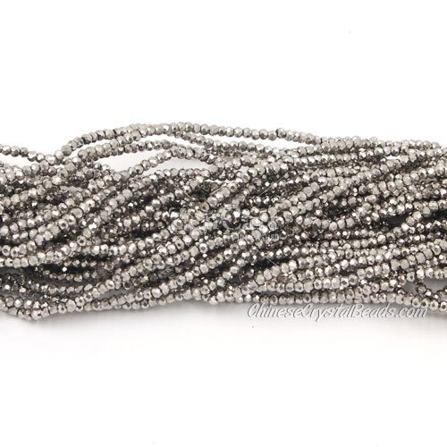 1.7x2.5mm rondelle crystal beads, silver, 190Pcs
