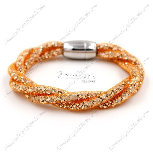 Mesh bracelet, 3 stand helix Stardust Mesh Bracelet, orange, Approx. Wide:10mm