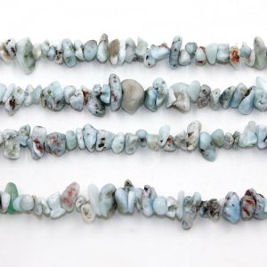 Gemstone Chips, Larimar, 5mm-8mm, Hole:Approx 0.8mm, Length:Approx 30 Inch