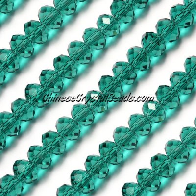 Chinese Crystal Long Rondelle Strand, 6x8mm, Emerald, about 72 beads