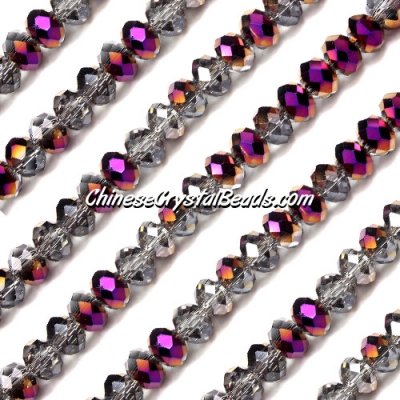 4x6mm Half purple light chinese crystal Rondelle beads about 95 beads