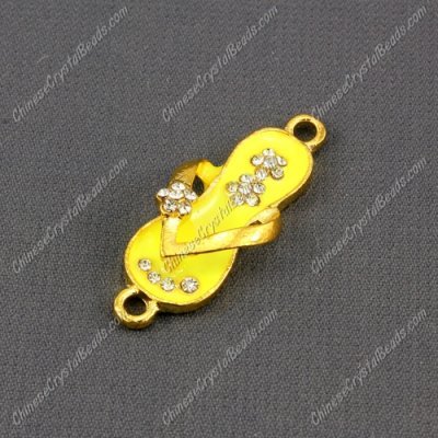 Slippers Pendant Charm, Neon Yellow Enamel, gold plated, Findings DIY, 1 piece