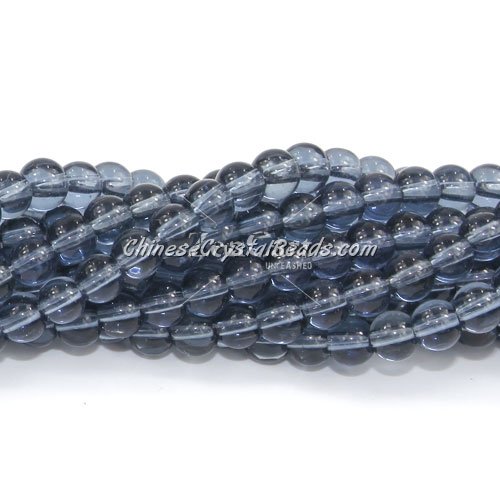 Chinese 6mm Round Glass Beads montana, hole 1mm, about 54pcs per strand