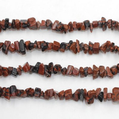 Mahogany Obsidian Gemstone Chips, 3mm to 8mm, Hole:Approx 0.8mm, Length:Approx 35 Inch