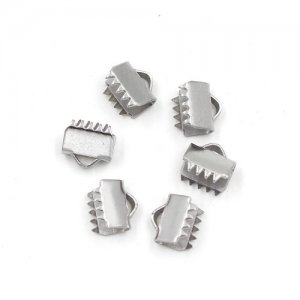10Pcs stainless steel Ribbon Crimp, ribbon end, Ends & Cord Clamps, 6mm width