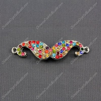 Pave accessories, mustache, 13x55mm, pave mixed crystal, Sold individually.