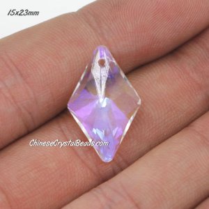 1Pc 15x23mm rhombus crystal pendant, clear AB