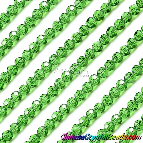 95pcs Chinese Crystal 6mm Faceted Round Bead Strand, fern green