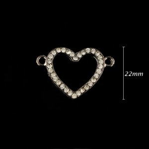 Pave heart accessories, 22x32mm, gunmetal, sold 1pcs