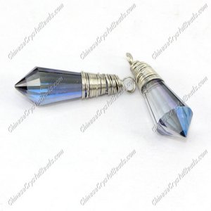 Wire Working Crystal Icicle Drop Pendant, 8x20mm, blue light, sold by 1 pc