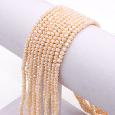 130Pcs 2x3mm Chinese Crystal Rondelle Beads Strand, opaque peach AB