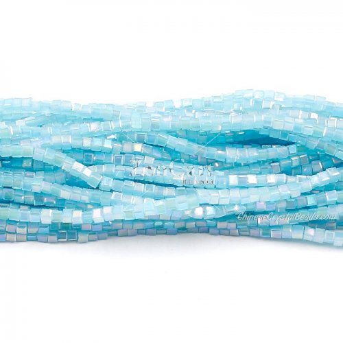 180pcs 2mm Cube Crystal Beads, lt. aqua jade AB 2