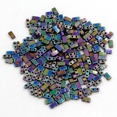5x2.5mm chinese glass Half Tila rainbow approx 200 beads