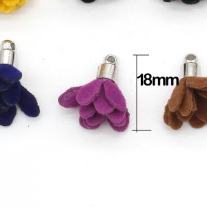 20Pcs 18mm Suede mini flower Tassels, mixed color
