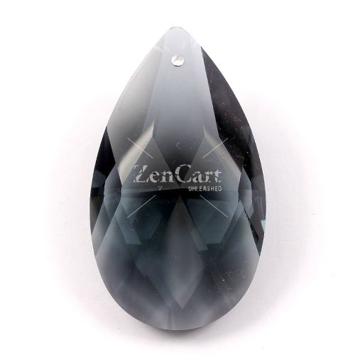 50x28mm Crystal Faceted Teardrop Pendant, Black Diamond, hole: 1.5mm