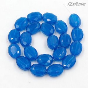 12x16mm Oval faceted crystal beads, opal blue, 1 Pc