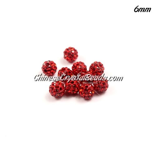 10Pcs 6mm pave clay disco beads hole: 1mm, red