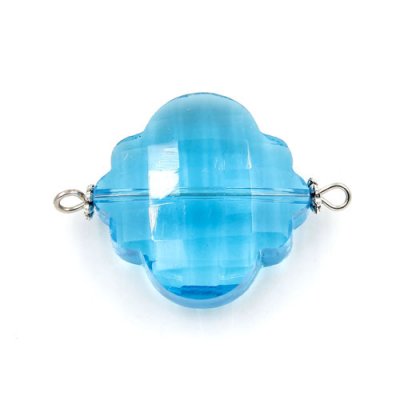 Lantern shape Faceted Crystal Pendants Necklace Connectors, 24x33mm, aqua, 1 pc