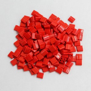 Chinese 5mm Tila Square Bead, opaque red velvet, about 100Pcs