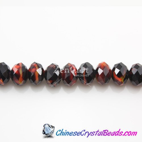 Millefiori Chinese Crystal Rondelle Bead Strand,black Multi Color 8x10mm,20 beads