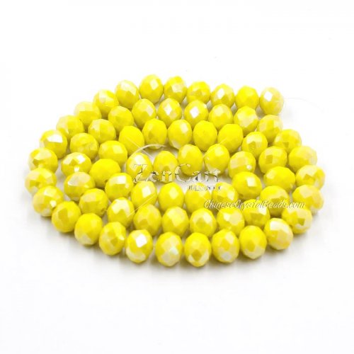 70 pieces 8x10mm Crystal Rondelle Bead,Opaque Yellow AB