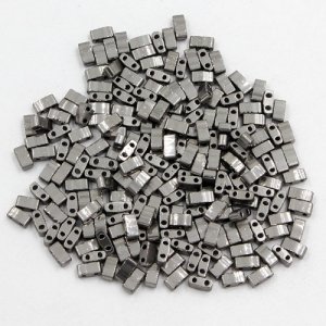5x2.5mm chinese glass Half Tila hematite approx 200 beads
