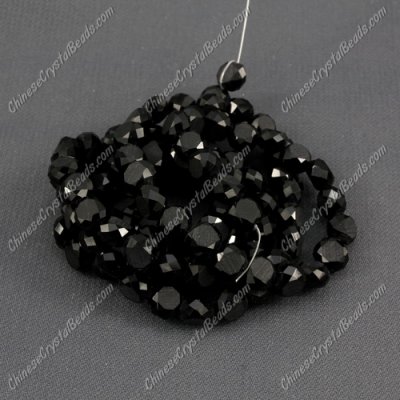 6mm Bread crystal beads long strand, black, 100pcs per strand