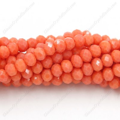 4x6mm opaque coral Chinese Crystal Rondelle Beads about 95 beads