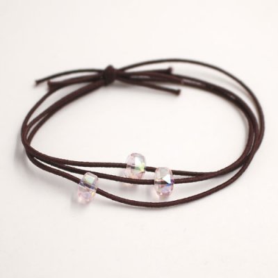 Busy Girl Bangle Hair Tie, pink crystal AB beads elastic bracelet, 1 pc
