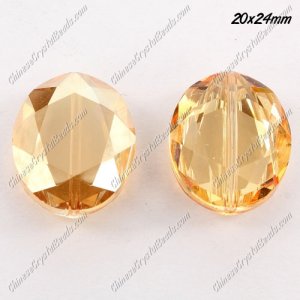 Chinese Crystal Faceted Oval pendant, golden shadow,20x24mm, 1 beads