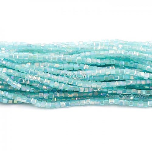 180pcs 2mm Cube Crystal Beads, aqua jade AB