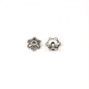Bead cap, antiqued silver-finished inchpewterinch #zinc-based alloy, 2x8mm flower, Sold per pkg of 100pcs.