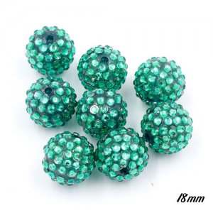 18mm Crystal Disco Ball Acrylic Rhinestone green 1 bead