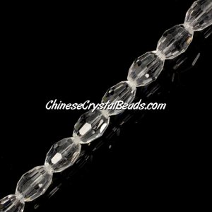 Chinese Crystal Faceted Barrel Strand, clear, 10x13mm, 20 beads