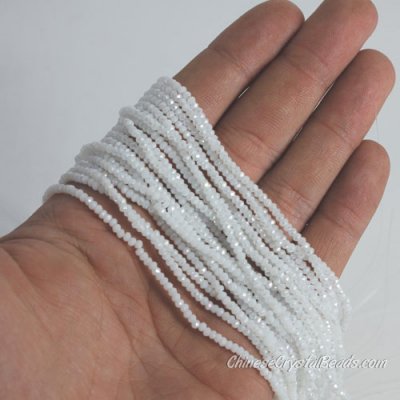 1.7x2.5mm rondelle crystal beads, opaque white AB, 190Pcs