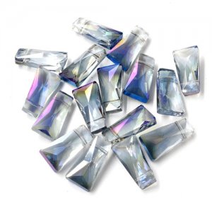 20pcs Faceted Trapezium Crystal Beads, blue light 2, hole: 1.5mm, 20x10x7mm