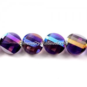 Chinese Crystal Twist Bead, 18mm, Violet AB, 10 beads