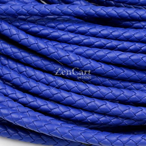 2 Meters 7mm Round Braided Bolo Synthetic Leather Jewelry Cord String, navy blue