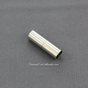 Stainless steel Magnetic Clasps, tube, 7x22mm, half-drilled hole, hole:6mm, 1 pieces