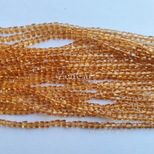 4mm Cube Crystal beads about 95Pcs, G.Champagne