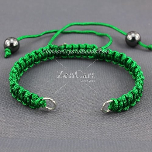 Pave chain, nylon cord, green, wide : 7mm, length:14cm