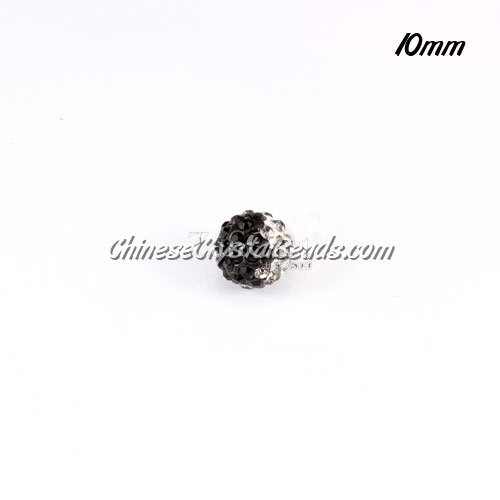 Clay Pave disco beads, Color Gradient white-black, hole: 1.5mm, sold per pkg of 10pcs