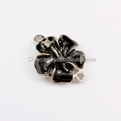 Pave accessories, flower, 21x27mm, black, 1pcs