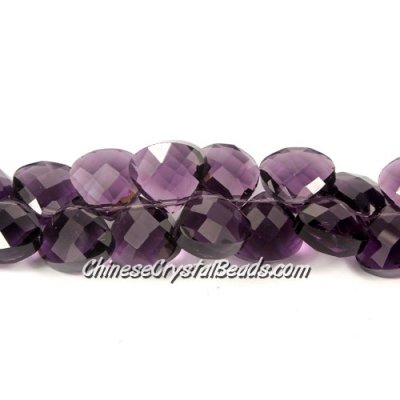 Crystal Flat Briolette beads strand ,12x13mm, violet, 20 beads