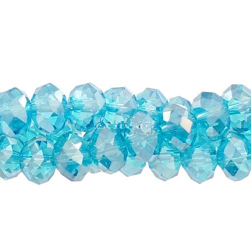 Chinese Crystal Rondelle Bead Strand, Aqua AB, 6x8mm , about 72 beads