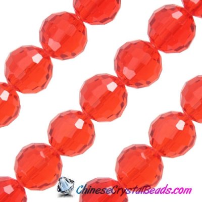 Crystal Disco Round Beads, Lt. Siam, 96fa, 12mm, 16 beads