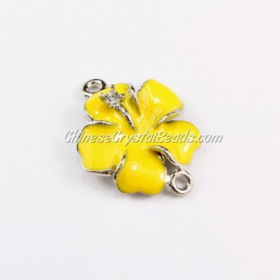 Pave accessories, flower, 21x27mm, yellow, 1pcs