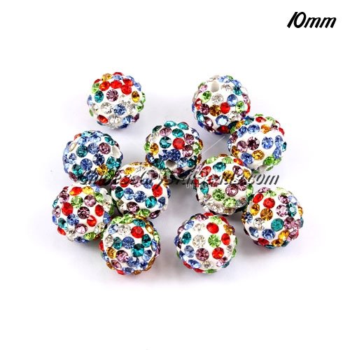 50Pcs Pave clay disco beads, mix color, hole: 1.5mm