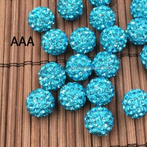 10Pcs 10mm AAA high quality Pave beads, Shining, aqua
