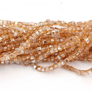 180pcs 2mm Cube Crystal Beads, golden shadow